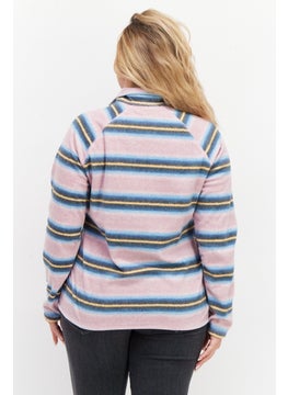 Eddie Bauer Women High Neck Long Sleeve Stripe Sweatshirt, Mauve Combo  - Image 4