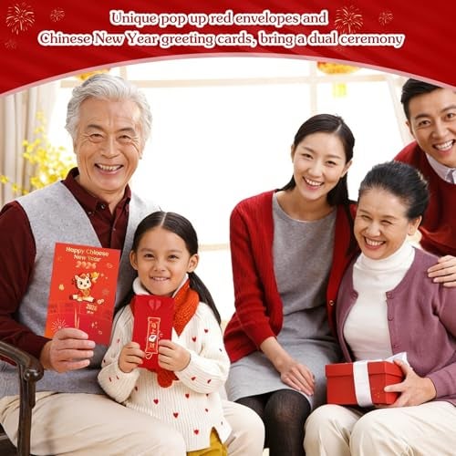 D4DREAM 2026 Year of the Horse Chinese New Year Card & 3D Red Envelope Set - Cute Horse Design, Wish You Prosperity Happy New Year Gift for Family Kids Friends Coworker - Image 2