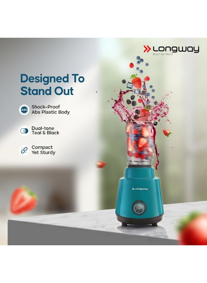 Longway Super Pro Juicer Mixer Grinder | Up to 750 Watt Powerful Motor | 4 Jars for Grinding, Mixing, Juicing | 2 Year Warranty | Teal & Black - Image 4