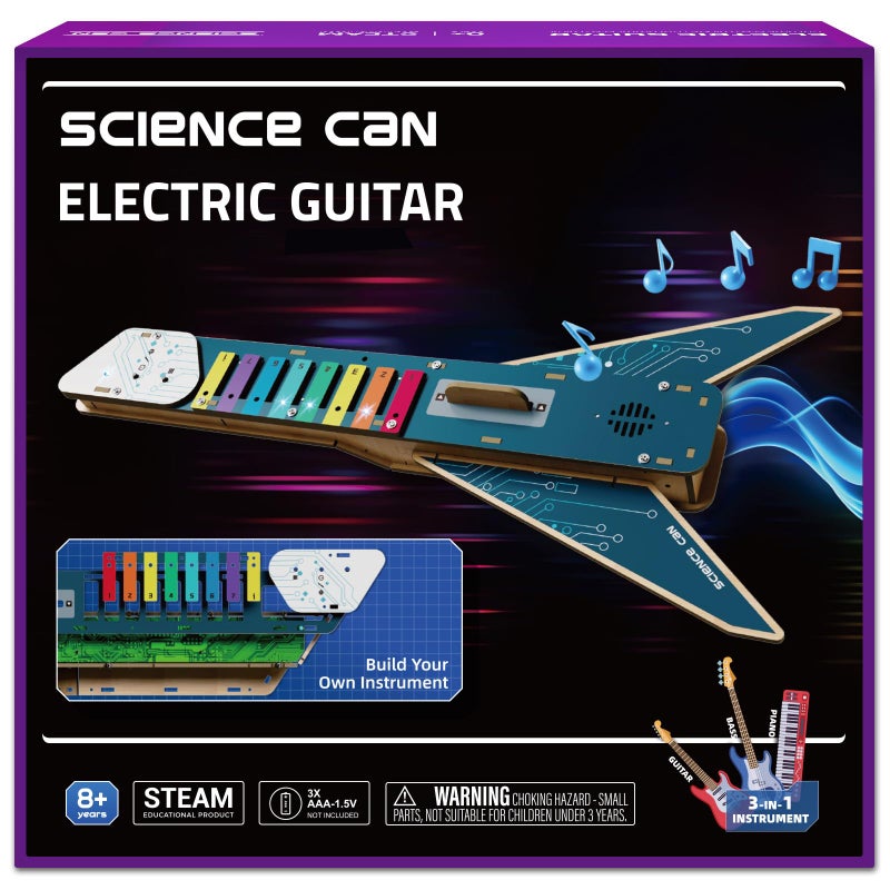 Science Can STEM Science Kit for Kids Age 8-12, DIY Electronics Guitar Building Kit, 3D Wooden Puzzles Musical Instruments, Engineering Kits Birthday Gift for Boys & Girls Ages 8+ - Image 1