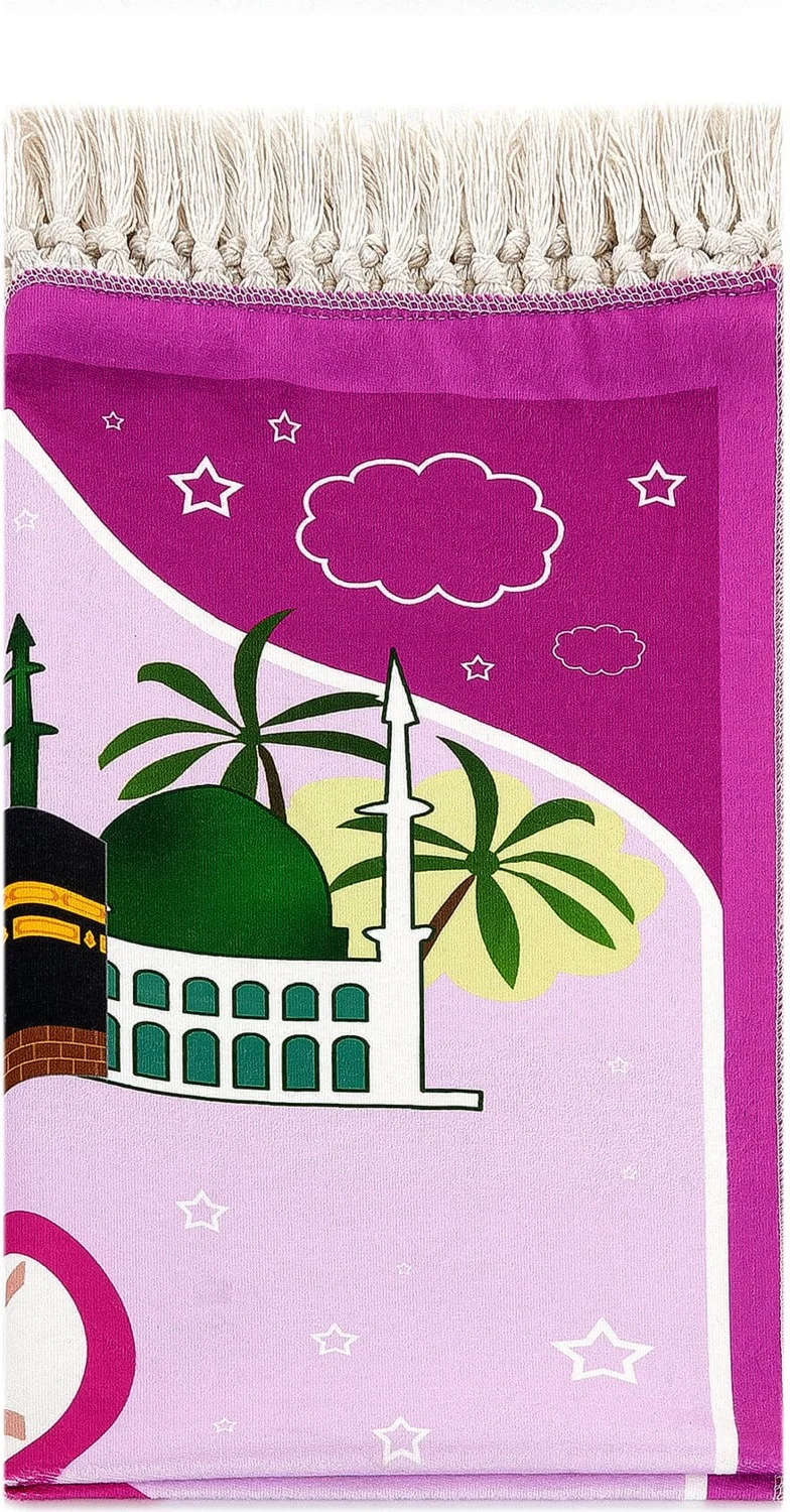 İhvan Online Digital Printed Children's Prayer Mat - Pink Color with Balloon Trim - 44 x 78 cm