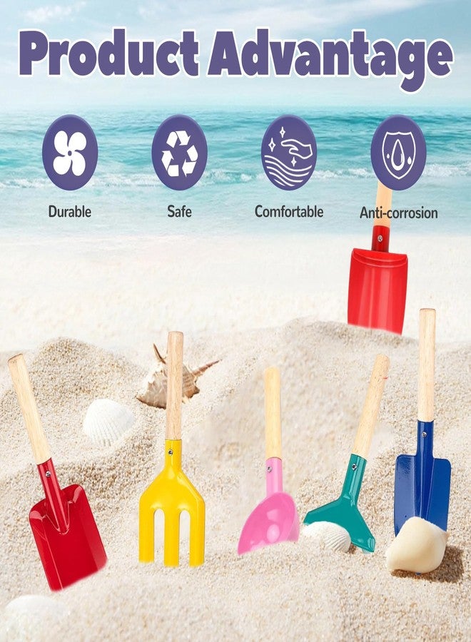 TFPOGOLD 6 PCS Kids Gardening Set, Toddler Gardening Tools Metal Handle, Beach Sand Toys for Ages 3-8, Outside Toys for Sandbox Digging & Snow Sensory Playset with Spoon Fork Rake Shovel - Image 4