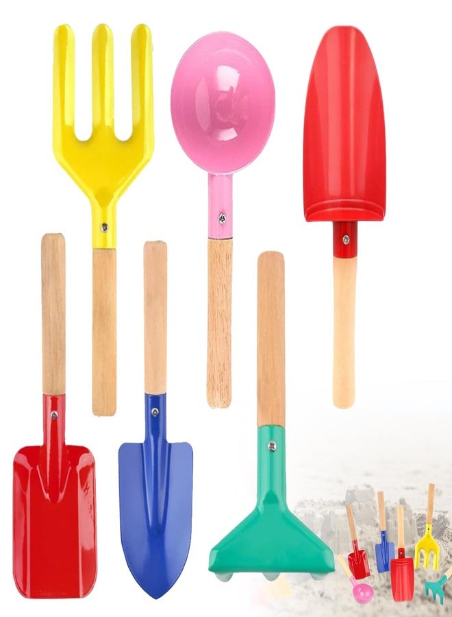 TFPOGOLD 6 PCS Kids Gardening Set, Toddler Gardening Tools Metal Handle, Beach Sand Toys for Ages 3-8, Outside Toys for Sandbox Digging & Snow Sensory Playset with Spoon Fork Rake Shovel - Image 1