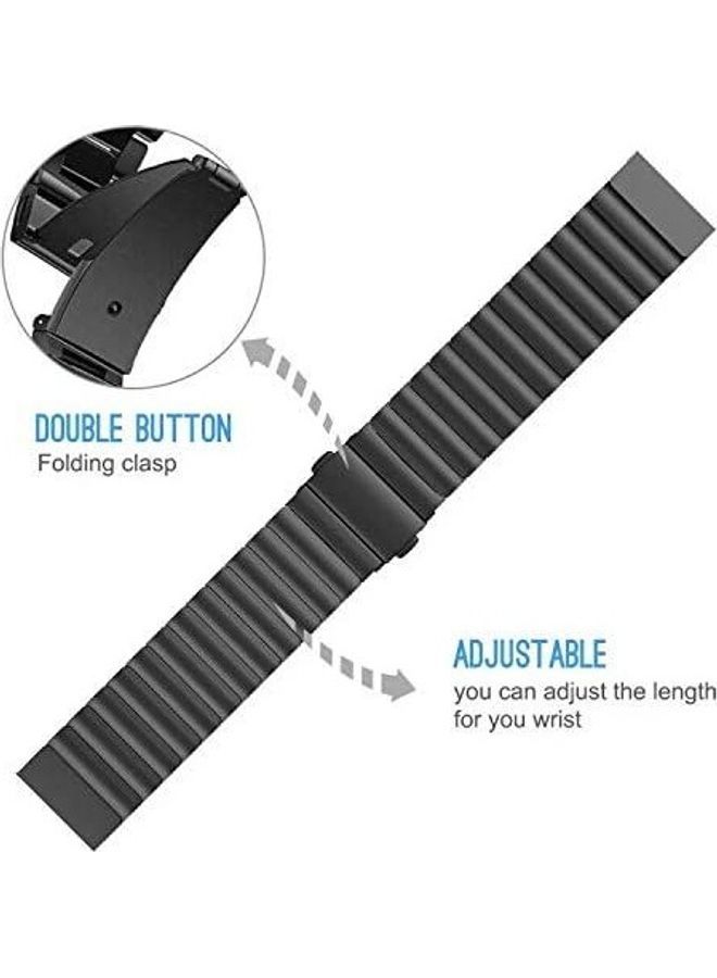 NIBEMINENT Classic Stainless Steel Smartwatch Strap Band For Samsung Galaxy Watch 46mm/Huawei GT2/Gear S3 Frontier/Classic/Honor Magic 2/Fossil 22mm Black - Image 2