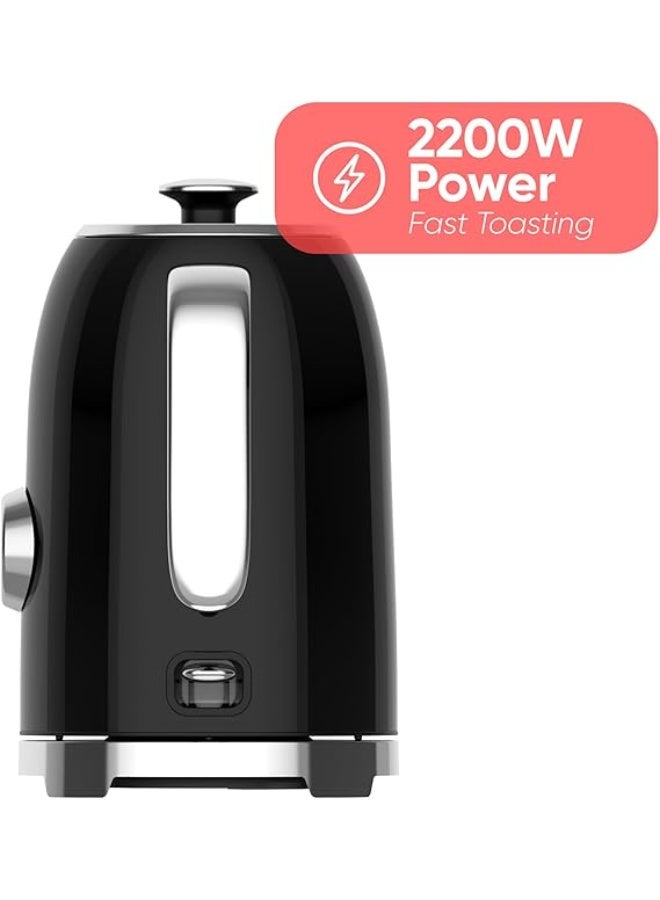 Radoco Retro Style Electric Kettle, 2200 W, 1.7L Capacity, Stainless Steel Body, Detachable Filter, Analog Temperature Display, Auto Shut-Off, RD-LK1309, 2Y Guarantee (Glossy Black) - Image 4