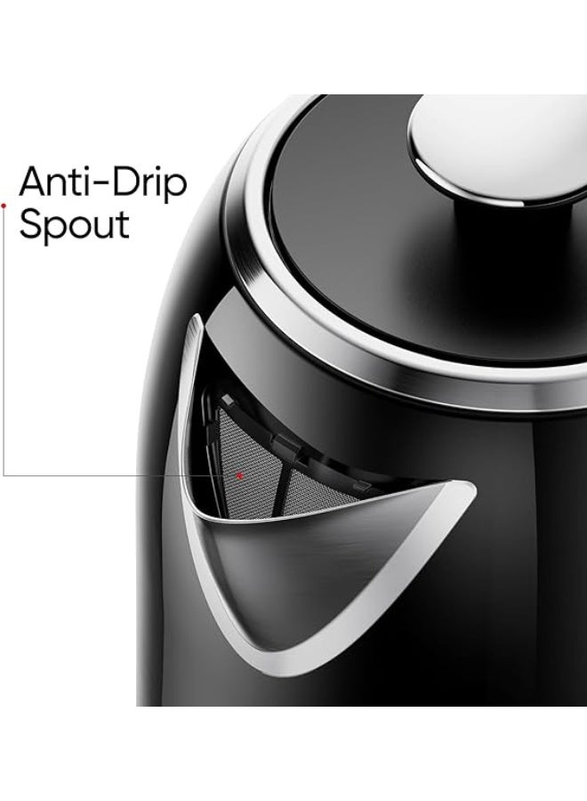 Radoco Retro Style Electric Kettle, 2200 W, 1.7L Capacity, Stainless Steel Body, Detachable Filter, Analog Temperature Display, Auto Shut-Off, RD-LK1309, 2Y Guarantee (Glossy Black) - Image 2