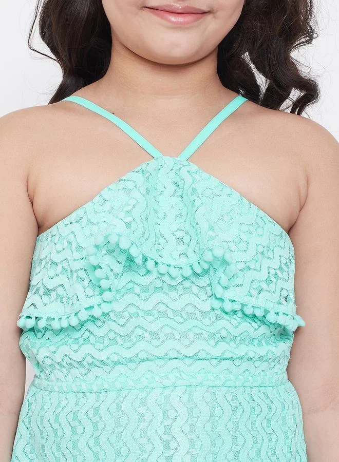 Stylo Bug Stylo Bug Green Halter Neck Lace Insert Casual Dress