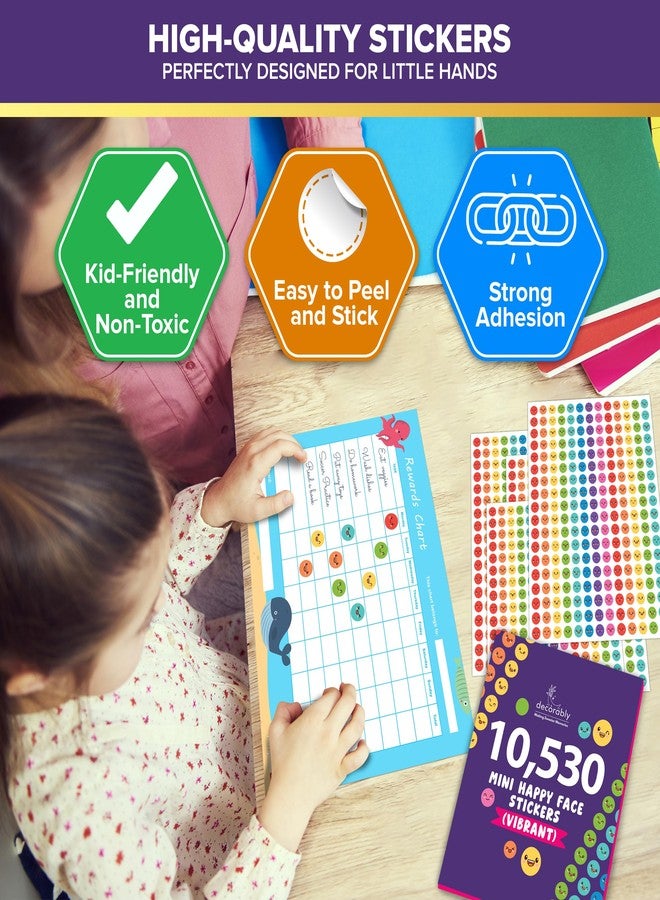 Decorably 10,530 Happy Face Small Stickers for Kids Reward Chart - 45 Sheets Sticker Chart Stickers Small for Classroom Activities, Positive Reinforcement, Arts & Crafts, Scrapbooking, Gift - Image 5