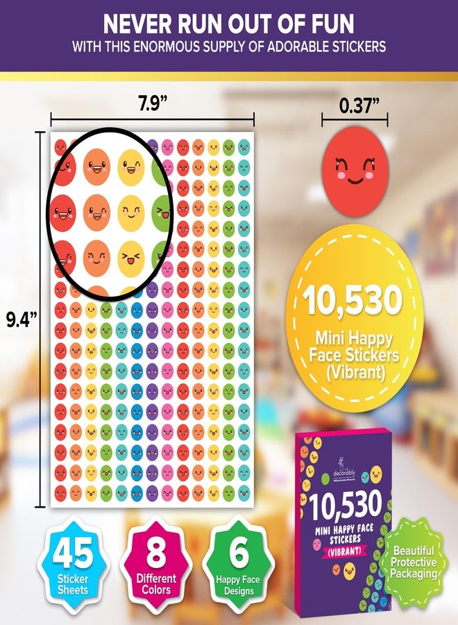 Decorably 10,530 Happy Face Small Stickers for Kids Reward Chart - 45 Sheets Sticker Chart Stickers Small for Classroom Activities, Positive Reinforcement, Arts & Crafts, Scrapbooking, Gift - Image 3