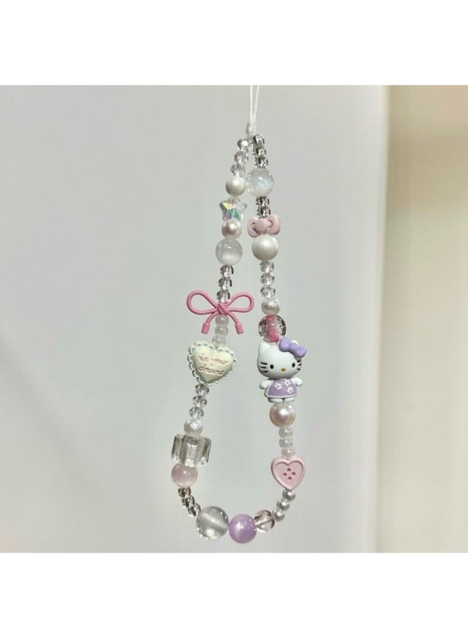 NIBEMINENT Phone Charm/ Chain Strap for Women Girls, Kitty Cell Phone Case Lanyard Wrist Strap - Image 1