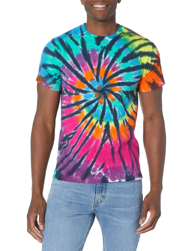 Liquid Blue Blank Tie Dye T-Shirt – Rainbow Spiral Streak, M - Image 1