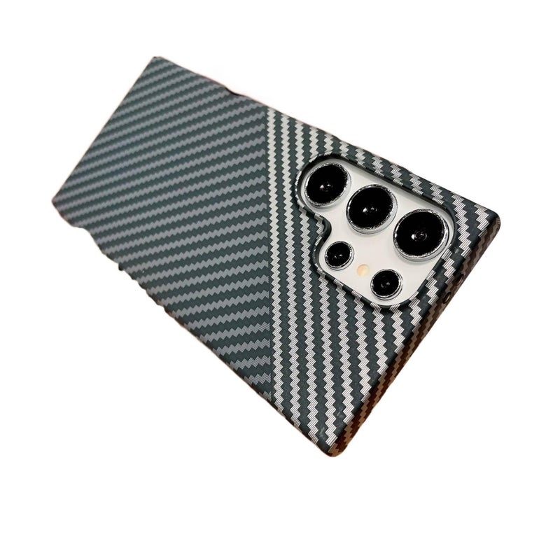 غطاء MagSafe | مقاوم للصدمات لـ Samsung Galaxy S24 Ultra | Twill Carbon Fiber Texture | مقاوم للصدمات - Image 5