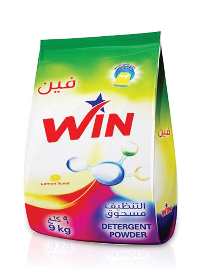 WIN Superior Detergent Washing Powder for White and Coloured Clothes - Lemon Scent 9KG - Image 1