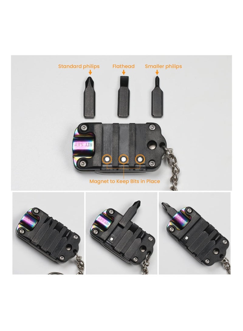 KASTWAVE Small Pocket Knife, Mini Keychain Knife, Tiny Stainless Steel Folding Knife, 2 PCS Pocket Knife with Keychain, Envelope Opener, Utility Knife, 1.2 Inch Blade, Mini EDC Tool with Screwdriver Bits - Image 2