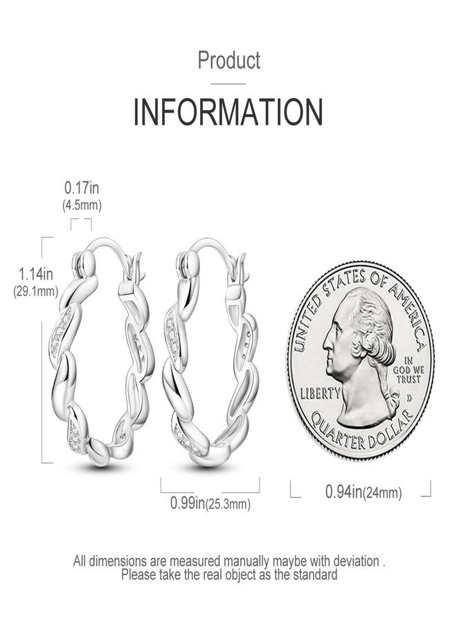 Parmuz 925 Sterling Silver Earrings Big Large Hoops for Women Ladies Lightweight Twisted Hoop Earrings With Cubic Zirconia Hypoallergenic Jewelry Gift for Her, Sterling Silver, Cubic Zirconia - Image 3