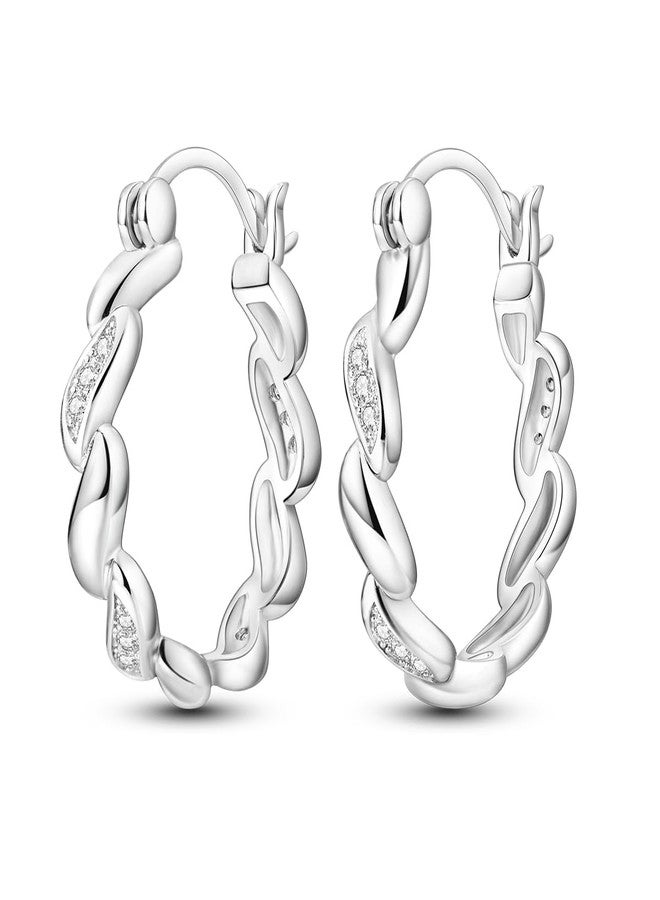 Parmuz 925 Sterling Silver Earrings Big Large Hoops for Women Ladies Lightweight Twisted Hoop Earrings With Cubic Zirconia Hypoallergenic Jewelry Gift for Her, Sterling Silver, Cubic Zirconia - Image 1