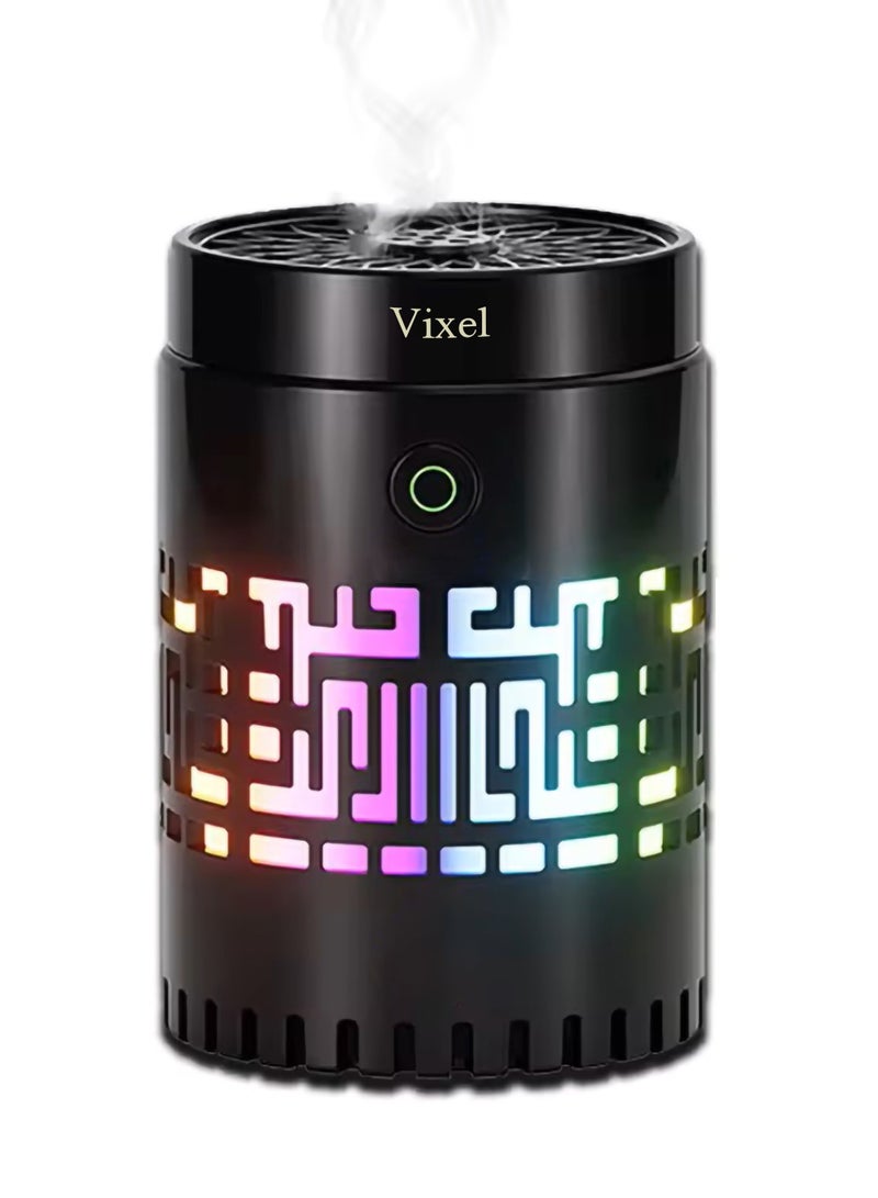 VIXEL Rechargeable Incense Burner with 16 Colorful Lights Remote Control and Auto-Stop Portable Bukhoor Burner for Home and Car