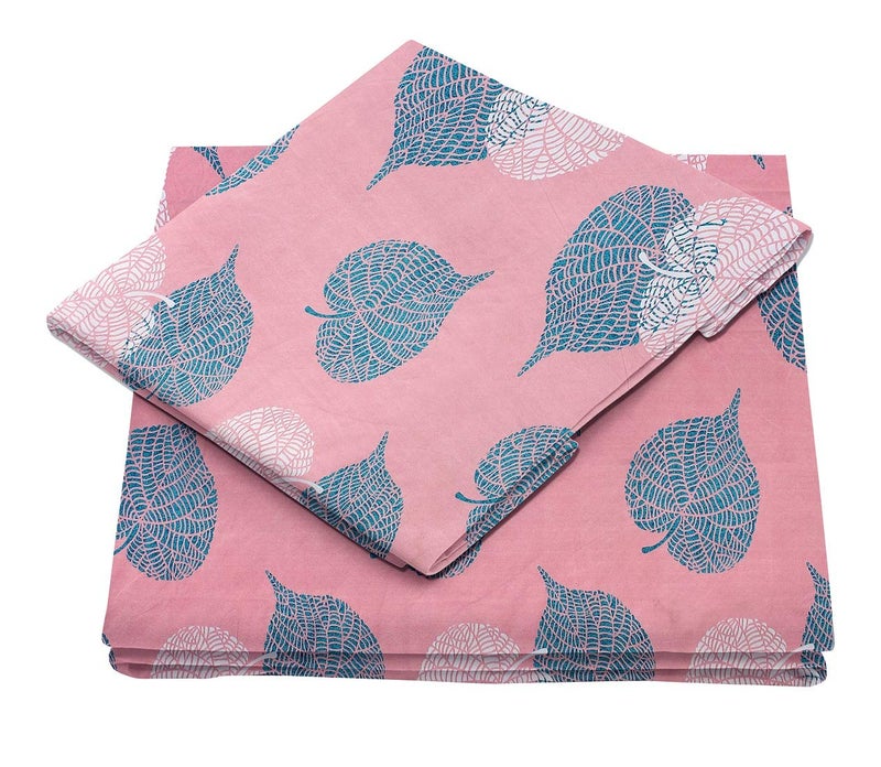 BSB HOME Glace Cotton 180 TC Big Flower Printed Single Bedsheets with 1 King Size Pillow Cover 60X90 Inches 5 x 75 Feet Light Pink and Green - Image 3