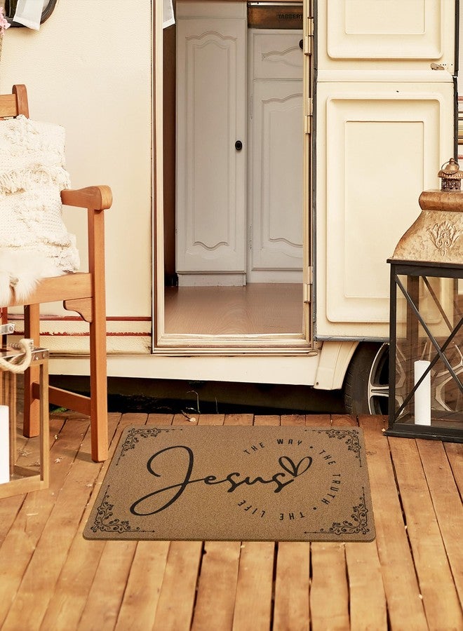 XLDLIOO Christian Door Mat, Jesus The Way Doormat, Bible Verse Welcome Front Door Mat Indoor Outdoor Entrance, Farmhouse Scripture Artificial Coir Doormats Rugs for Patio Entry Home Decor, 30x17in - Image 3
