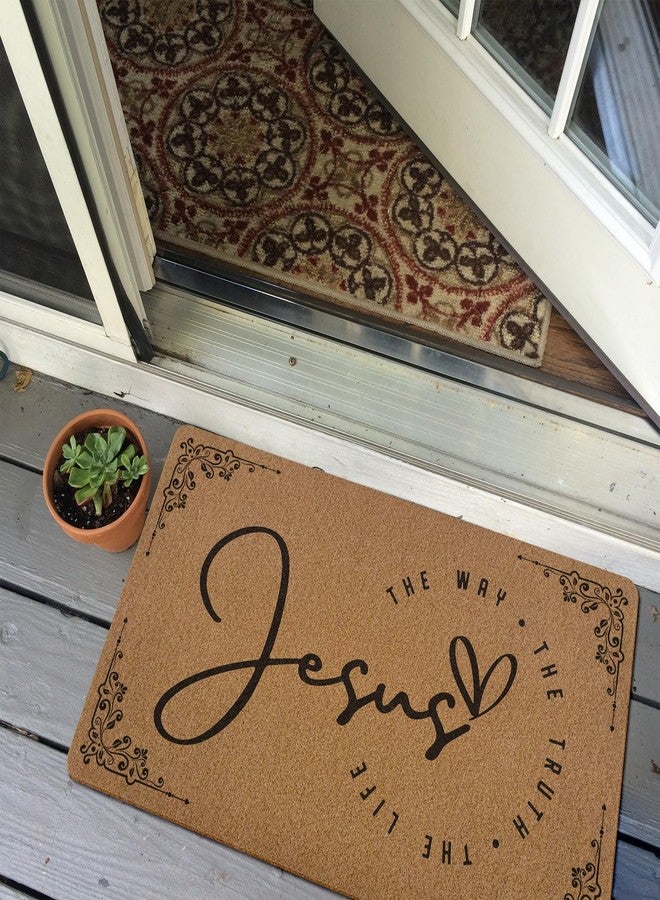 XLDLIOO Christian Door Mat, Jesus The Way Doormat, Bible Verse Welcome Front Door Mat Indoor Outdoor Entrance, Farmhouse Scripture Artificial Coir Doormats Rugs for Patio Entry Home Decor, 30x17in - Image 5