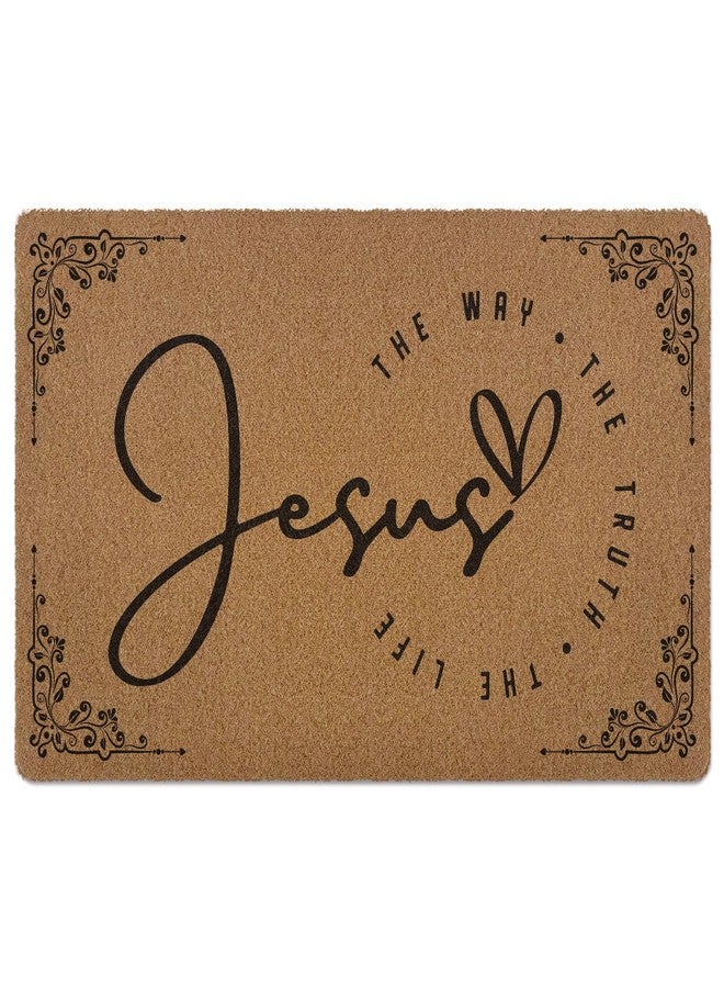 XLDLIOO Christian Door Mat, Jesus The Way Doormat, Bible Verse Welcome Front Door Mat Indoor Outdoor Entrance, Farmhouse Scripture Artificial Coir Doormats Rugs for Patio Entry Home Decor, 30x17in - Image 1