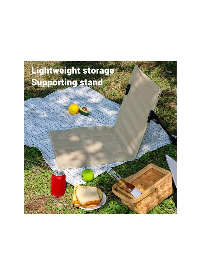 PROMASS Lightweight Compact Adjustable Beach Floor Chair, Portable Foldable Breathable Camping Chair With Back Support, Outdoor Fishing Chair (Khaki) - Image 5