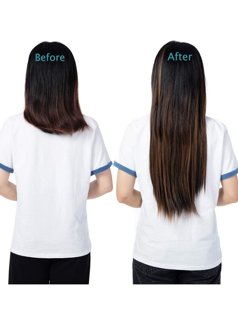 Estelle Clip in Hair Extensions 4Pcs 11Clips Straight Thick Full Head Double Weft Clip on Synthetic Hair Extension Hairpieces for Women Color Dark Brown Mix Light Auburn Straight - Image 4