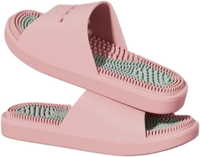 Reflexology Massage Slippers: Pink Open-Toe Design - Acupressure Foot Sandals for Home Foot Pain Relief - Image 1