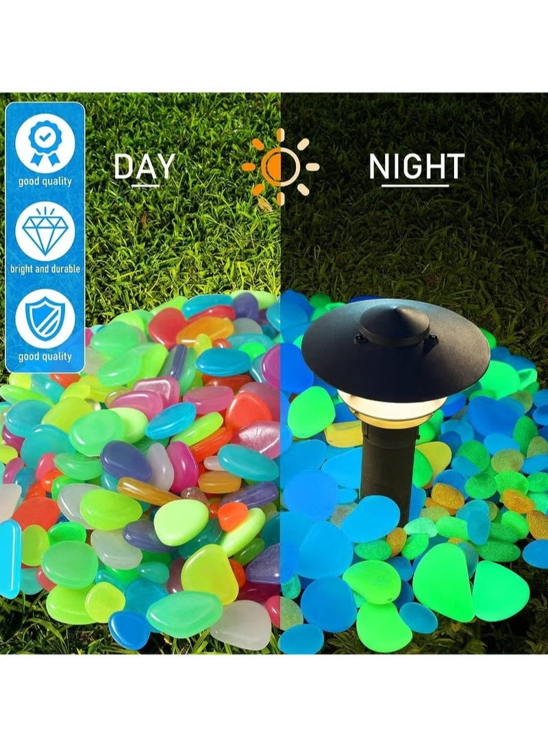 200 قطعة من الأحجار المضيئة، حصى متوهجة، صخور متوهجة في الظلام، زينة أحواض السمك، لتزيين أحواض السمك، ممرات خارجية للمنزل، المروج، الحديقة، النباتات المحفوظة في أصص - Image 2