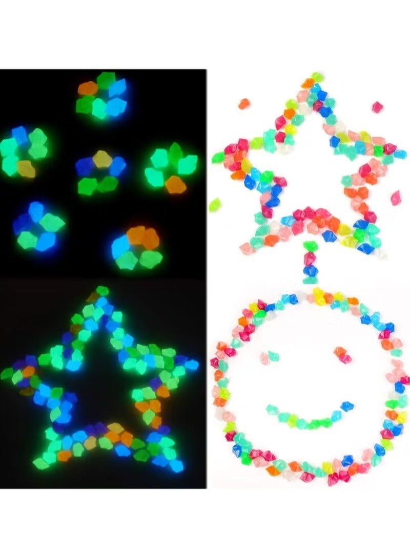 200 قطعة من الأحجار المضيئة، حصى متوهجة، صخور متوهجة في الظلام، زينة أحواض السمك، لتزيين أحواض السمك، ممرات خارجية للمنزل، المروج، الحديقة، النباتات المحفوظة في أصص - Image 3