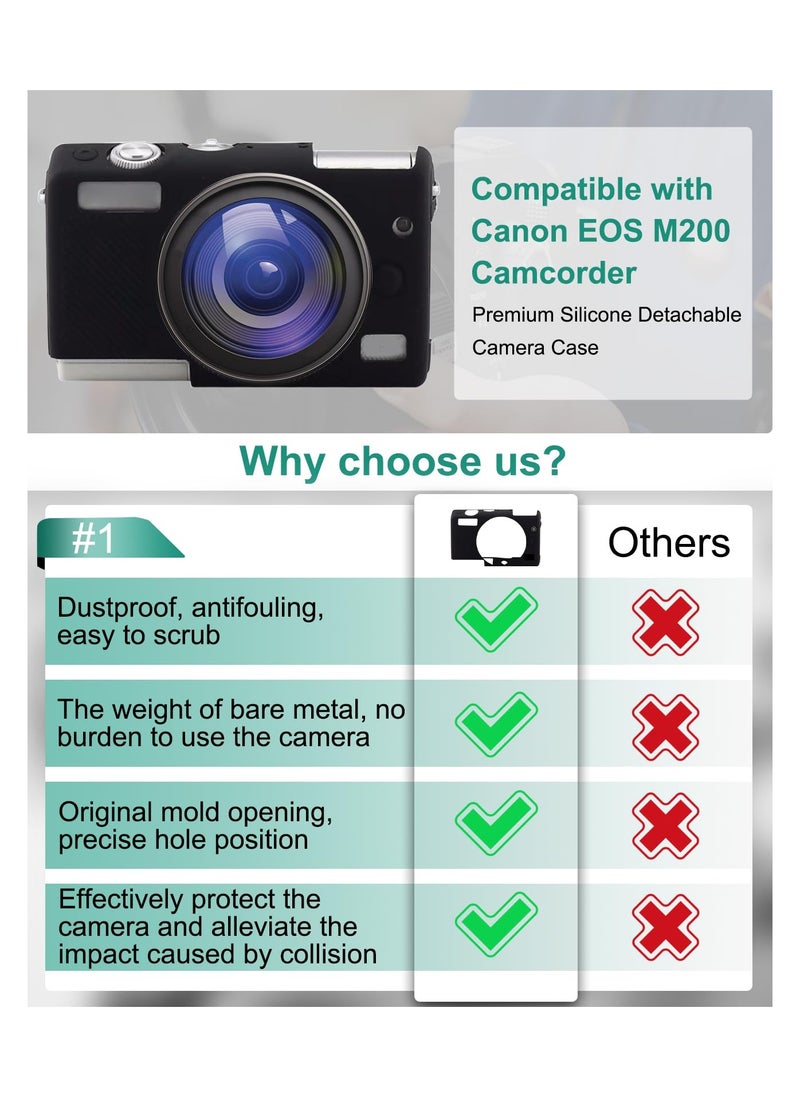 KASTWAVE - Digital Camera Case for Canon EOS M200 Slim Durable Lightweight Rubber Soft Silicone Camera Protective Cover (Black) - Image 1