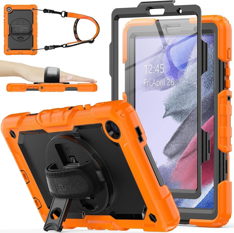 SEYMAC Case for Galaxy Tab S9 Plus /S9 FE Plus/S10 Plus 12.4'', with Screen Protector Pencil Holder [360 Rotating Hand Strap] &Stand, Drop-Proof, Yellowish+Pink - Image 1