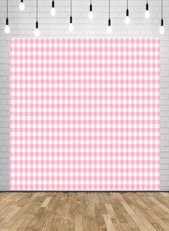 Loccor 7x5ft Fabric Pink and White Checkered Backdrop Classical Pink Gingham Background Plaid Picnic Tablecloth Decor Outdoor Picnic Birthday Party Supplies Photo Props - Image 4