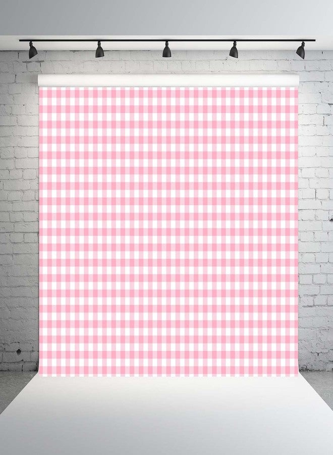 Loccor 7x5ft Fabric Pink and White Checkered Backdrop Classical Pink Gingham Background Plaid Picnic Tablecloth Decor Outdoor Picnic Birthday Party Supplies Photo Props - Image 3