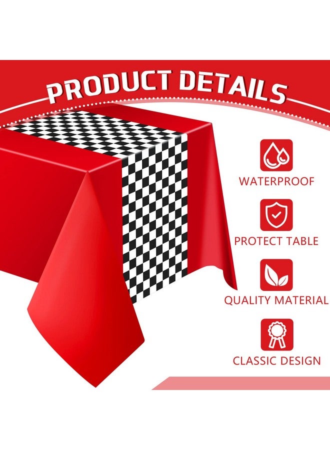 Irenare لوازم حفلة عيد ميلاد سيارة إيرينار، زينة حفلة سباق، غطاء طاولة طريق، عداء طاولة مضمار السباق، أغطية طاولات لموضوع عيد ميلاد الأولاد، 54 × 108 بوصة (أحمر، 2 ورقة) - Image 3