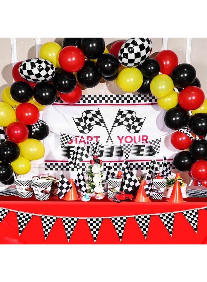 Irenare لوازم حفلة عيد ميلاد سيارة إيرينار، زينة حفلة سباق، غطاء طاولة طريق، عداء طاولة مضمار السباق، أغطية طاولات لموضوع عيد ميلاد الأولاد، 54 × 108 بوصة (أحمر، 2 ورقة) - Image 5
