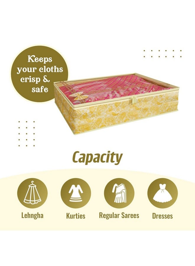 Kuber Industries Kuber Industries Non Woven Pack Of 9 Saree Cover|Cloth Packing Bags With Zip|Dress Pouches For Storage|Suit Bags For Women|Saree Organizer For Wardrobe Gold|3 Inch|Gold - Image 5