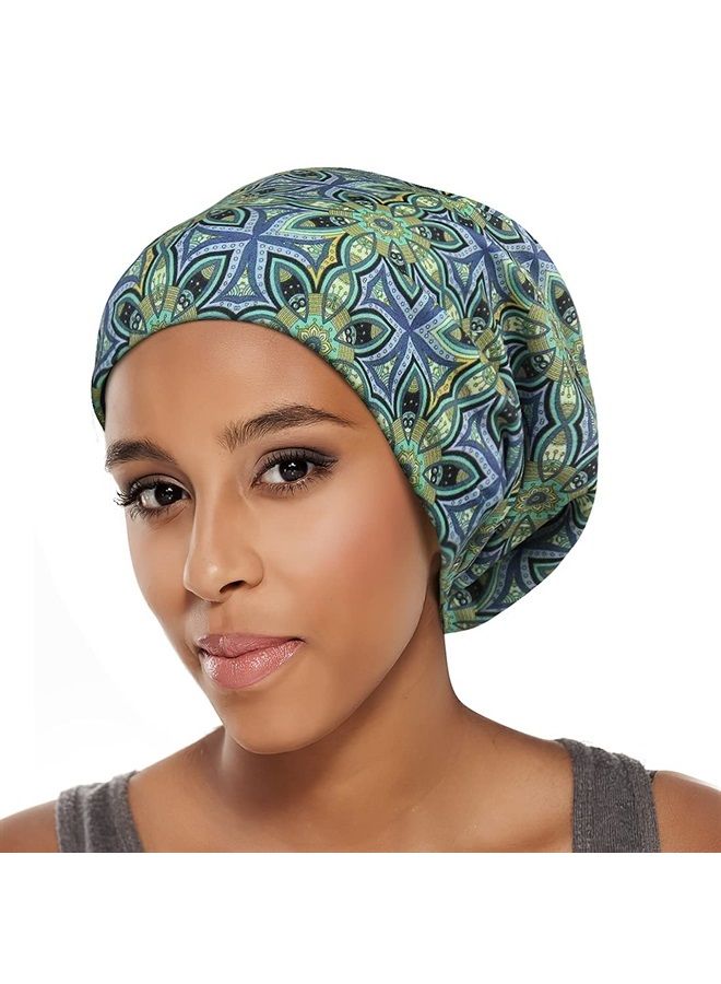Satin Silk Dreadlocks Tube Sleep Bonnets Hair Buff Women Blue Green