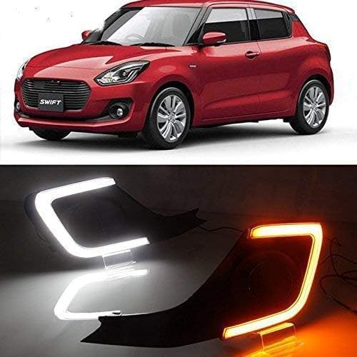 TRENDWALA Car Fog Lamp Daytime Time Running Lights DRL Maruti New Swift 2018 2019 2020 2021 2022 Front LED DRL (Set of 2 pcs) - Image 1