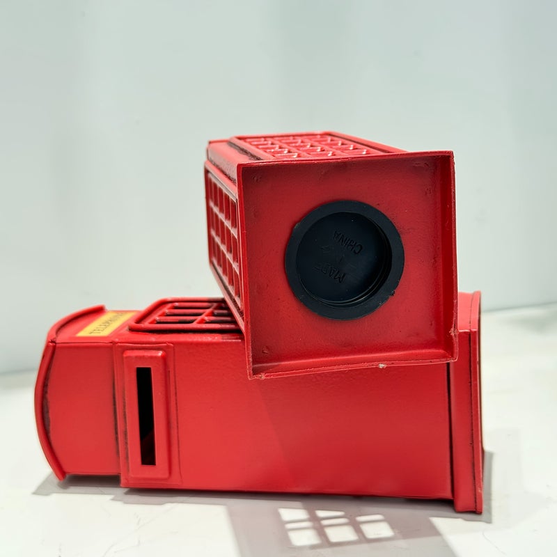 Handmade Metal Creative Industrial Vintage Style Red Telephone Booth Penny Bank Desktop Decoration Gift - Image 5