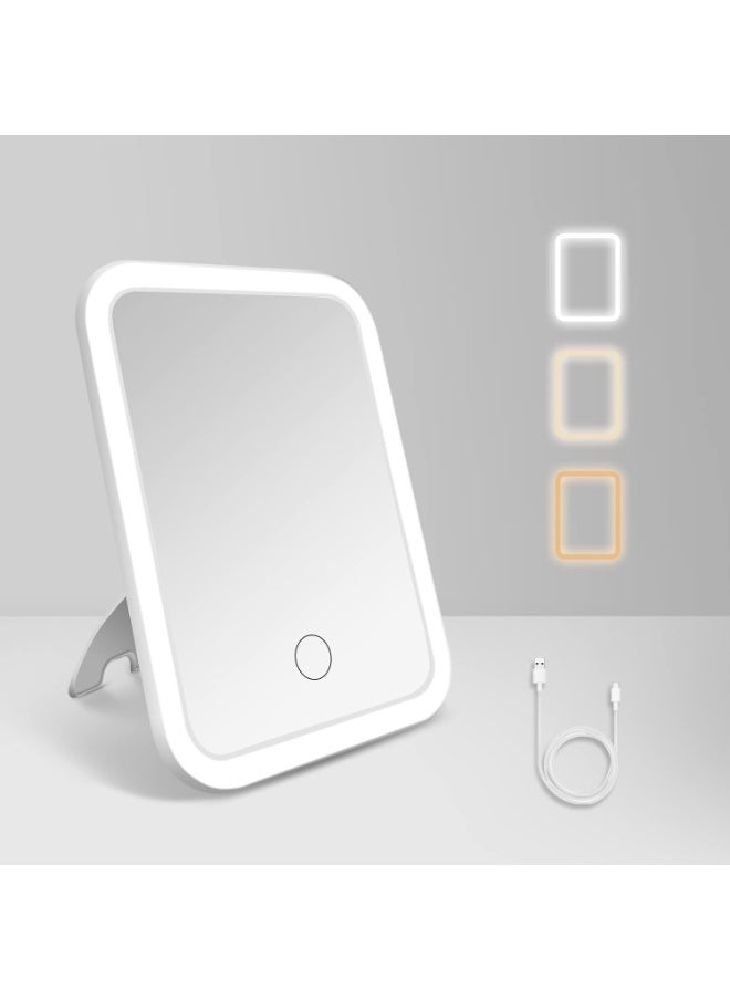Generic Mirror with Light, 3 Color Modes, Adjustable Brightness, Mirror with Light, Convenient to Carry, LED Mirror, Lightweight, Rechargeable, Makeup Mirror  - Image 1