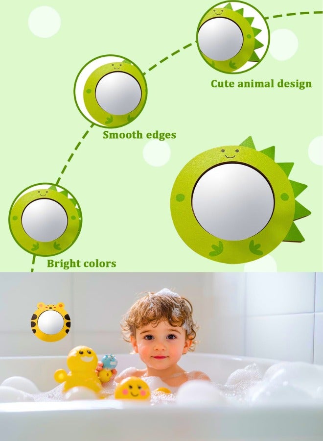 Chase Up 2 Pcs Bath Mirrors, Baby Mirror Bathing Toy Cute Cartoon Animal | Baby Bath Toys Tiger Dinosaur Bath Mirrors | Animal Educational Play Toy Mirror Safe & Fun Interactive Baths Time - Image 3
