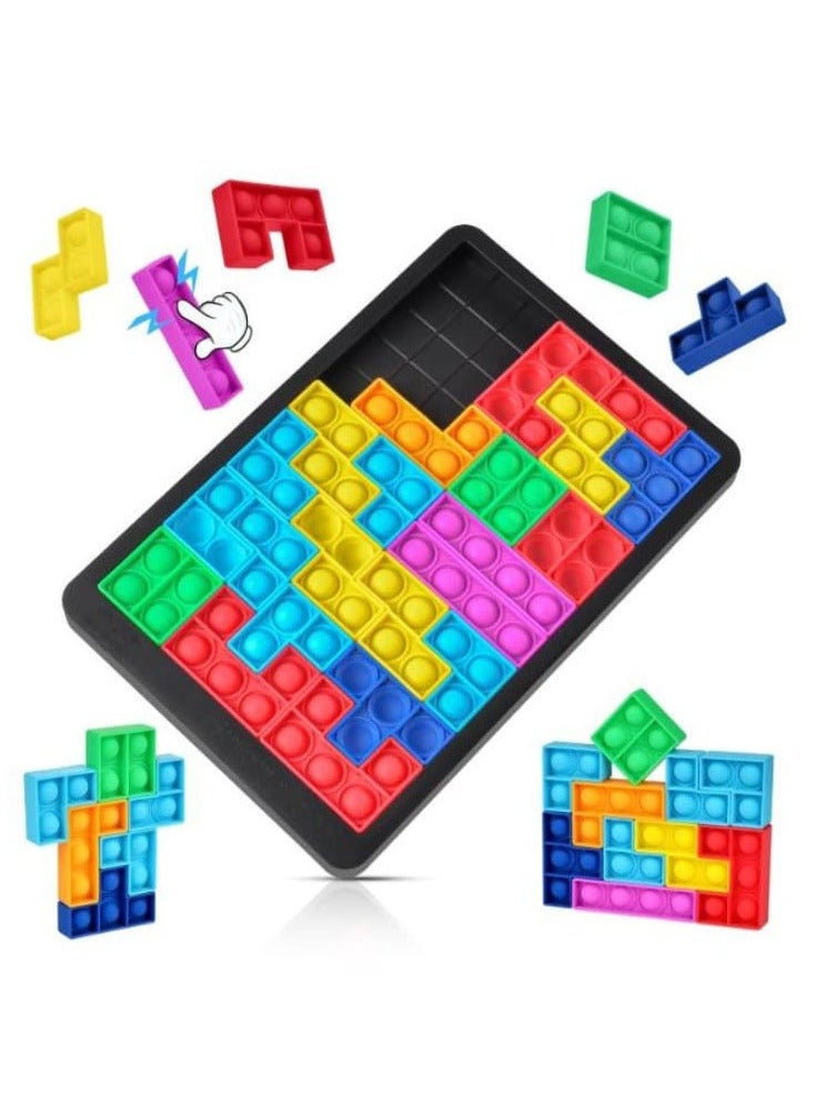 Ainiv Te-Tris Puzzle Box Toys, 25 Pieces Brain Teaser Puzzle Block, Silicone Pop Fidget Toy, Sensory Toy, Puzzles for Toddlers Kids and Adults