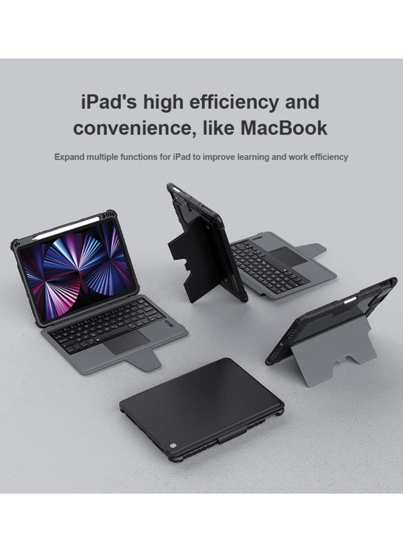 Nillkin Bumper Combo Keyboard Case with Magic Trackpad Built-in Pencil Holder Detachable Keyboard Sliding Camera Cover Compatible Apple iPad 10.2 (2019) iPad 10.2 (2020) iPad 10.2 (2021)