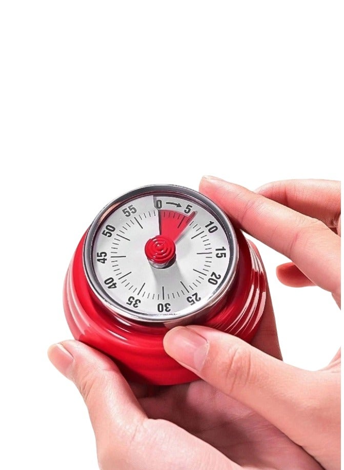 Kitchen Timer Kitchen Alarm Clock No Batteries Mechanical Timer 60 Minute Timer Cooking Learning Fitness Entertainment Timing Alarm Clock (Red) - Image 1
