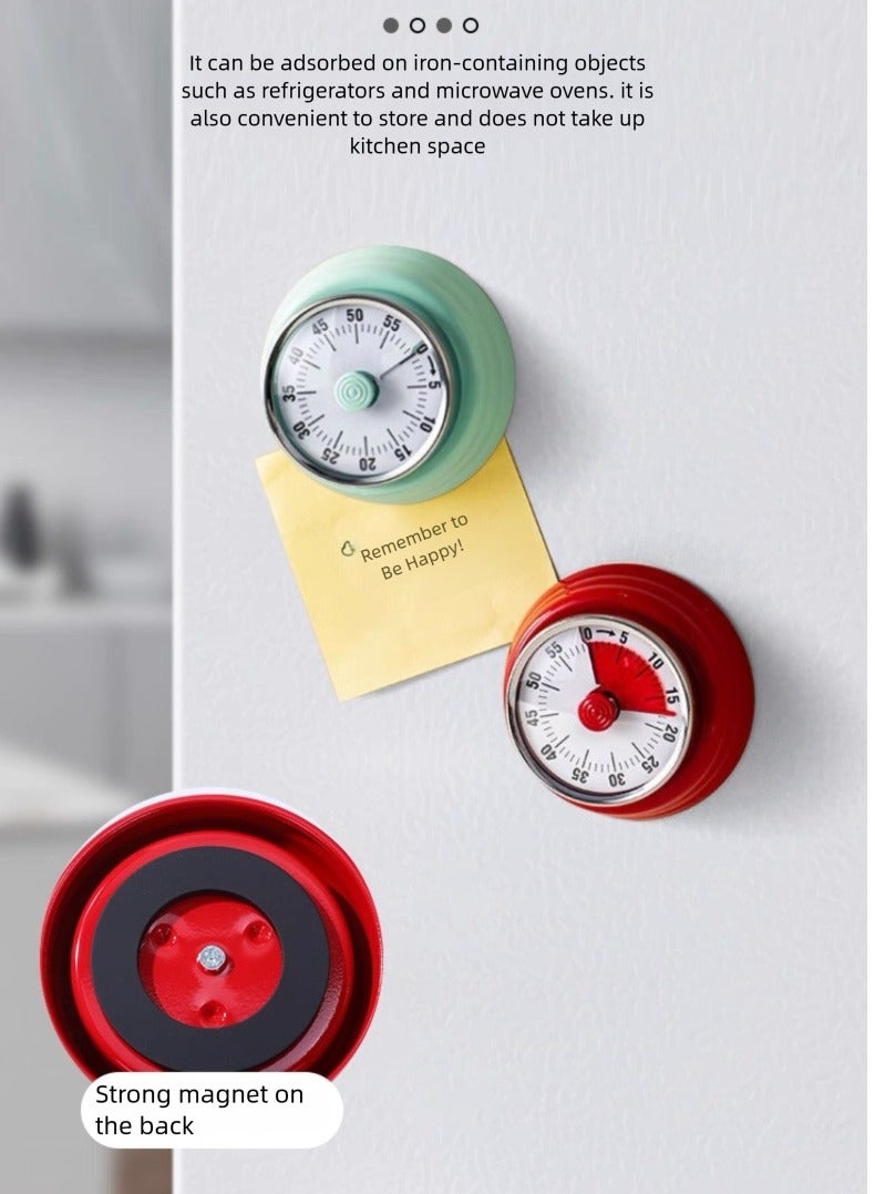 Kitchen Timer Kitchen Alarm Clock No Batteries Mechanical Timer 60 Minute Timer Cooking Learning Fitness Entertainment Timing Alarm Clock (Red) - Image 3
