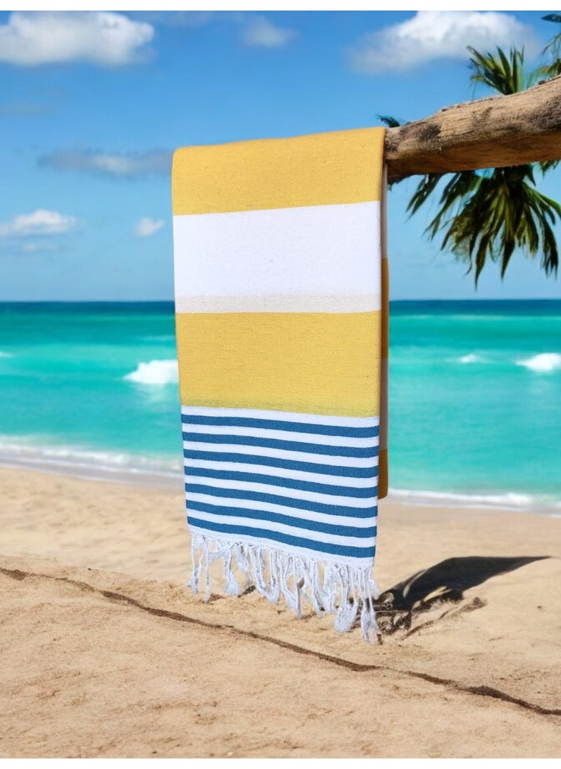 Cnr Garden 100% Cotton Buldan Peshtemal Beach Towel Bath Towel Striped Patterned Plain  - Image 1