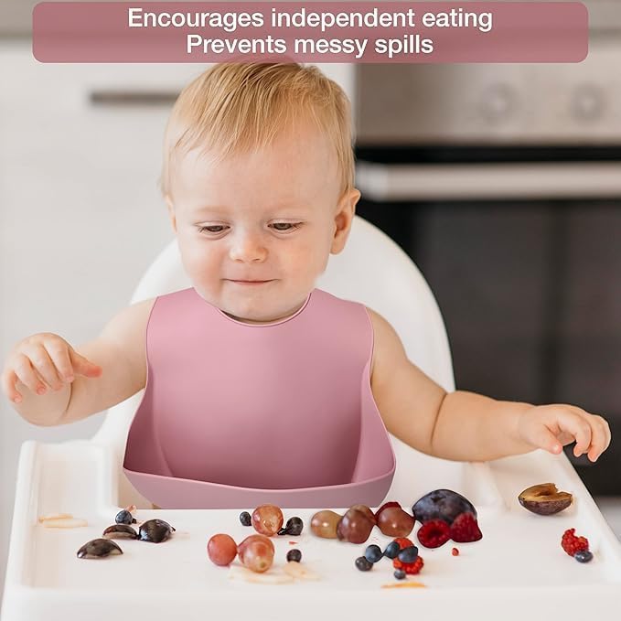 Plenteous Silicone Baby Feeding Set – 6 Pcs Toddler Weaning Set with Suction Bowl, Plate, Bib, Straw Cup, Spoon & Fork Non-Slip Silicone First Feeding Kit for Babies & Toddlers (Multicolor, Set of 6) - Image 4