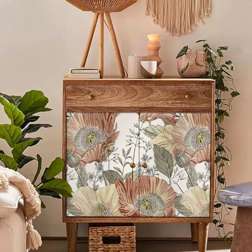 Livebor Floral Wallpaper Peel and Stick Boho Large Floral Peel and Stick Wallpaper Vintage Multicolor Flower Contact Paper 17.7'' x 118.1'' Self Adhesive Wall Paper for Bathroom Wall Covering Decor - Image 4