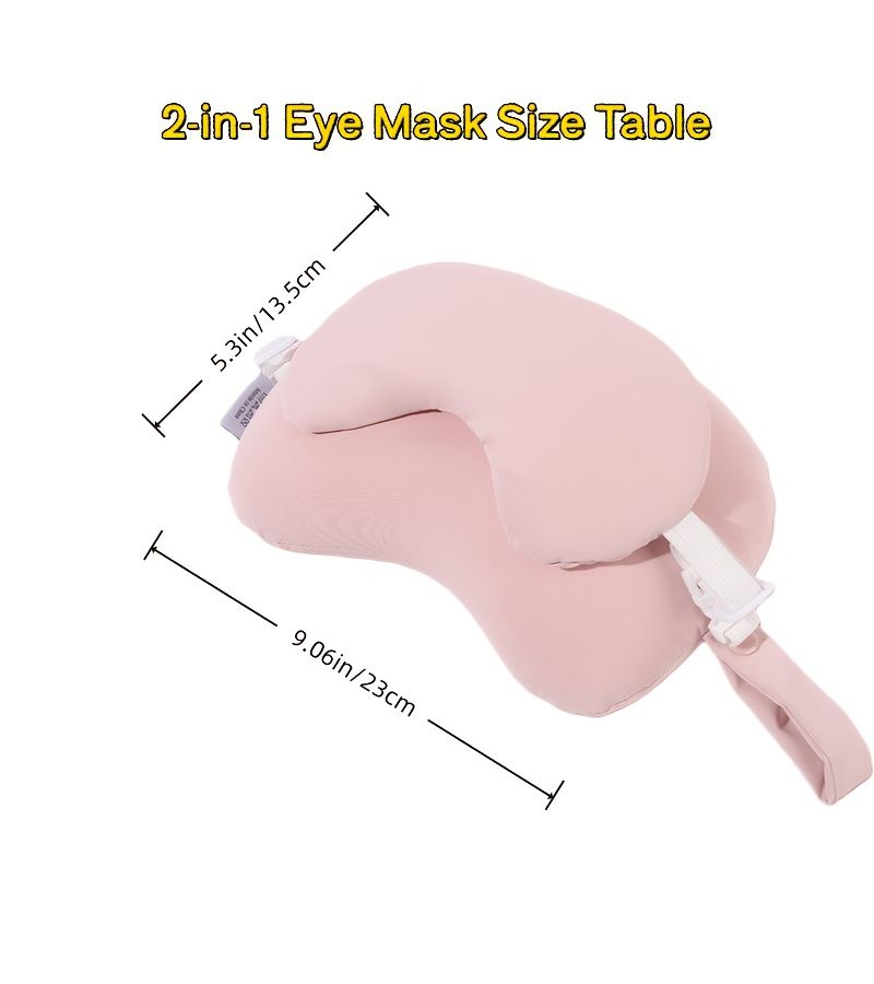 Dark Gray Two In One U Shaped Sleep Travel Eye Mask Neck Pillow 9x5 Inch - Image 1
